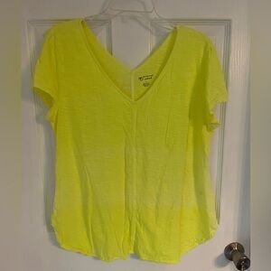 New Directions Neon Yellow V-Neck Tee